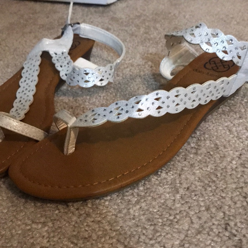 Never worn white and sparkle sandals